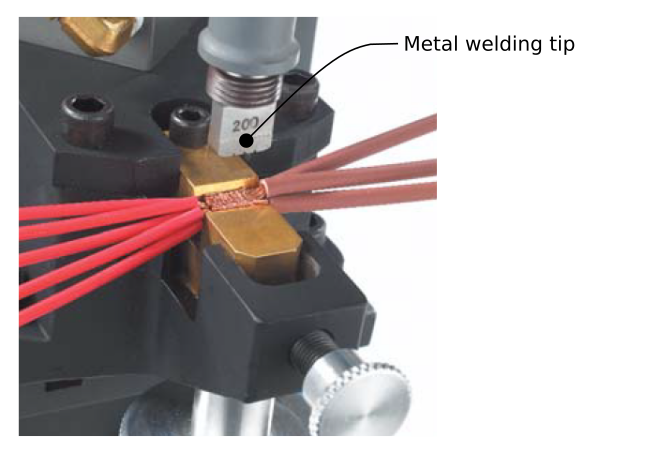Replaceable ultrasonic metal welding tip for Wedge-reed welder