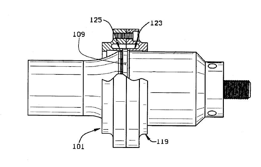 Ultrasonic booster - Cunningham rigid mount assembly (U.S. patent 5590866)