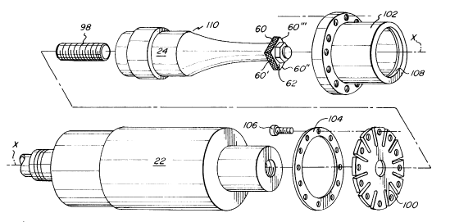 Rigid mount (ultrasonic) using flexure diaphragm and restraining collar — components (Patrinkios patent 5,772,100)