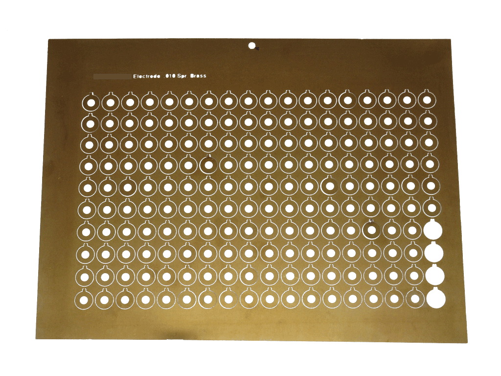 Panel of photochemical etched electrodes for ultrasonic transducer